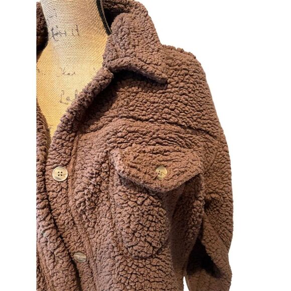 32 Degrees Women's Brown Sherpa Jacket Size L Button Down Casual - Picture 2 of 10